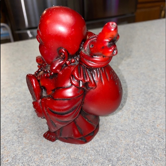 Buddha Statue Laughing Figurine Dark Red Cinnabar Resin Feng Shui  4.5" Tall - Picture 4 of 6